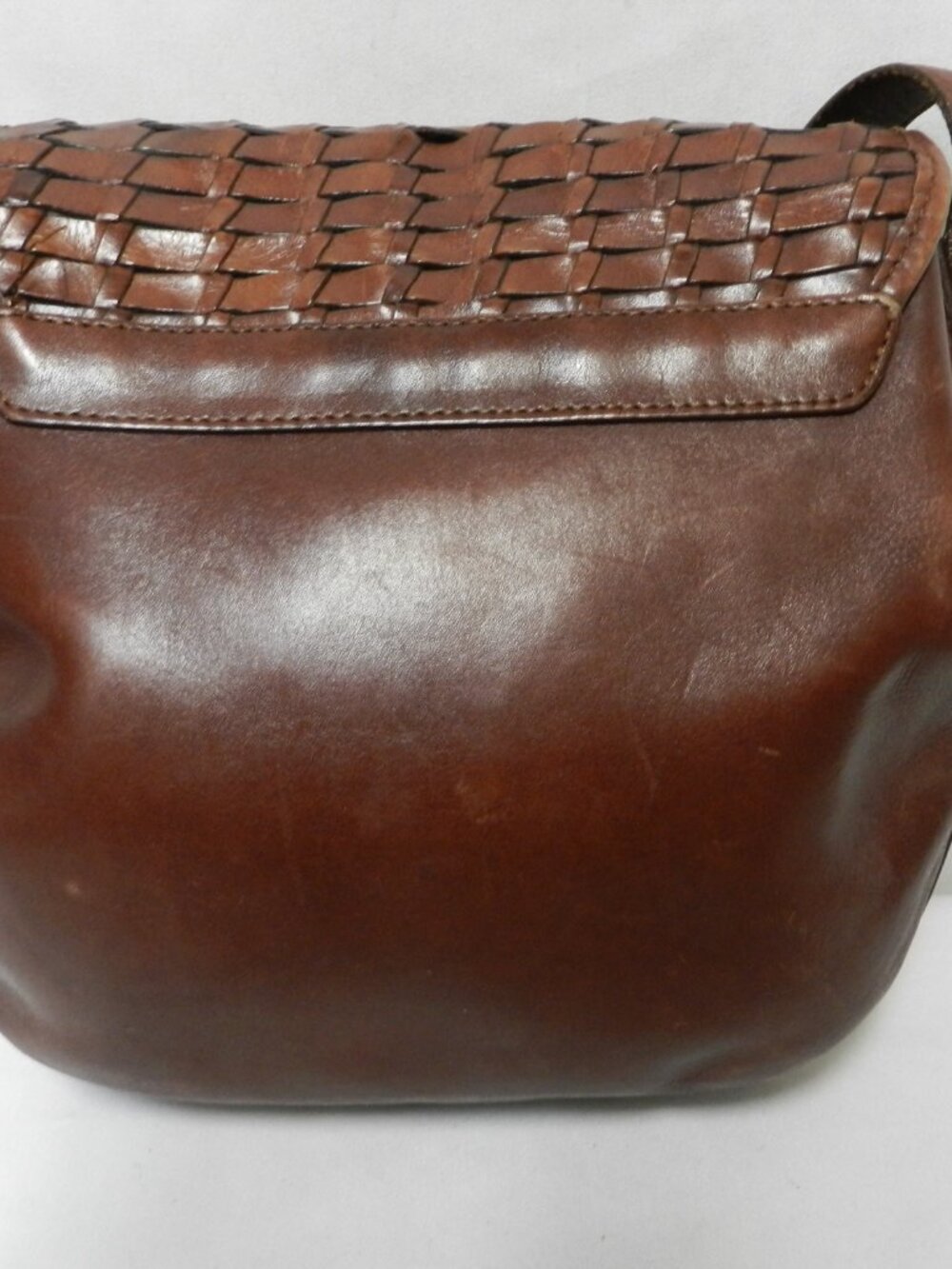 Fossil Vintage Woven Leather shoulder bag purse basket weave brown adjustable - Picture 7 of 15